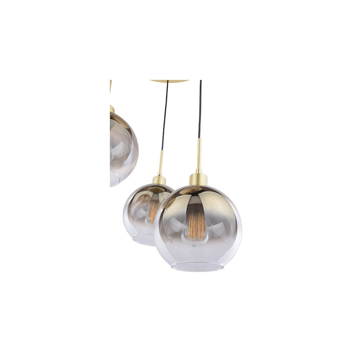 Dar LYC8835 | Lycia | Polished Gold 3 Light Cluster Pendant | Gold Ombre Glass