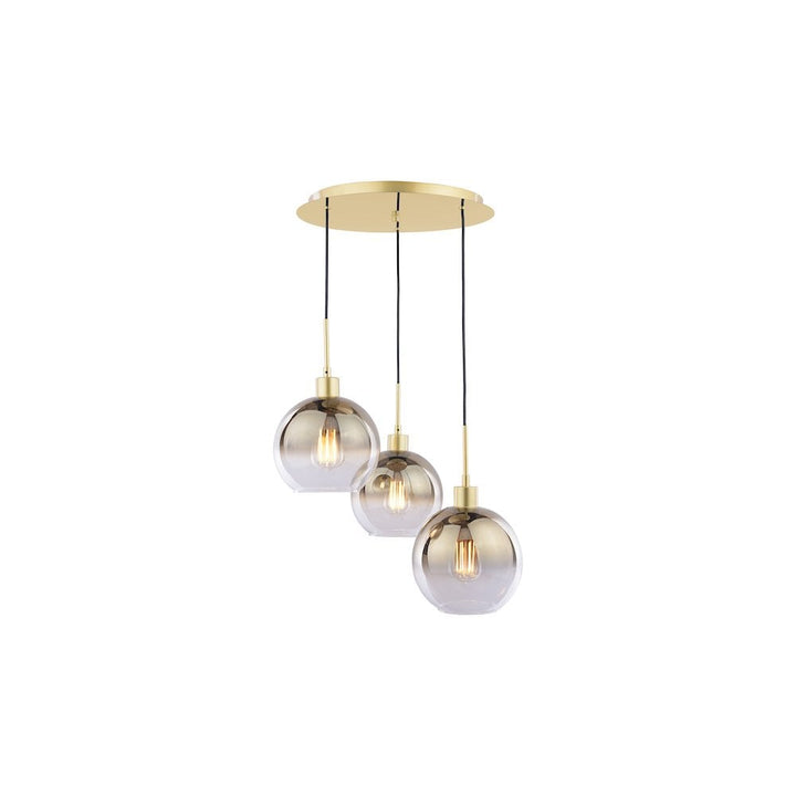 Dar LYC8835 | Lycia | Polished Gold 3 Light Cluster Pendant | Gold Ombre Glass