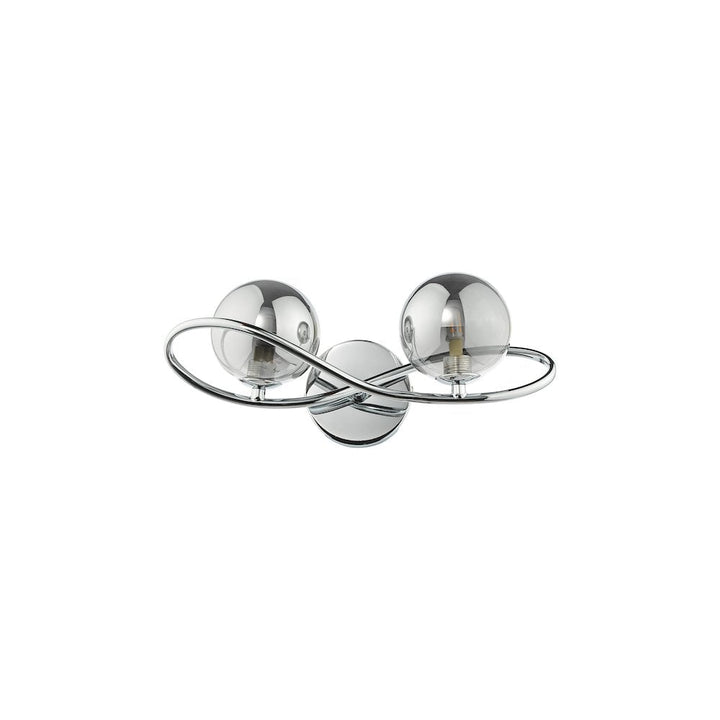 Dar LYS0950 | Lysandra 2-Light Wall Sconce | Polished Chrome & Smoked Glass