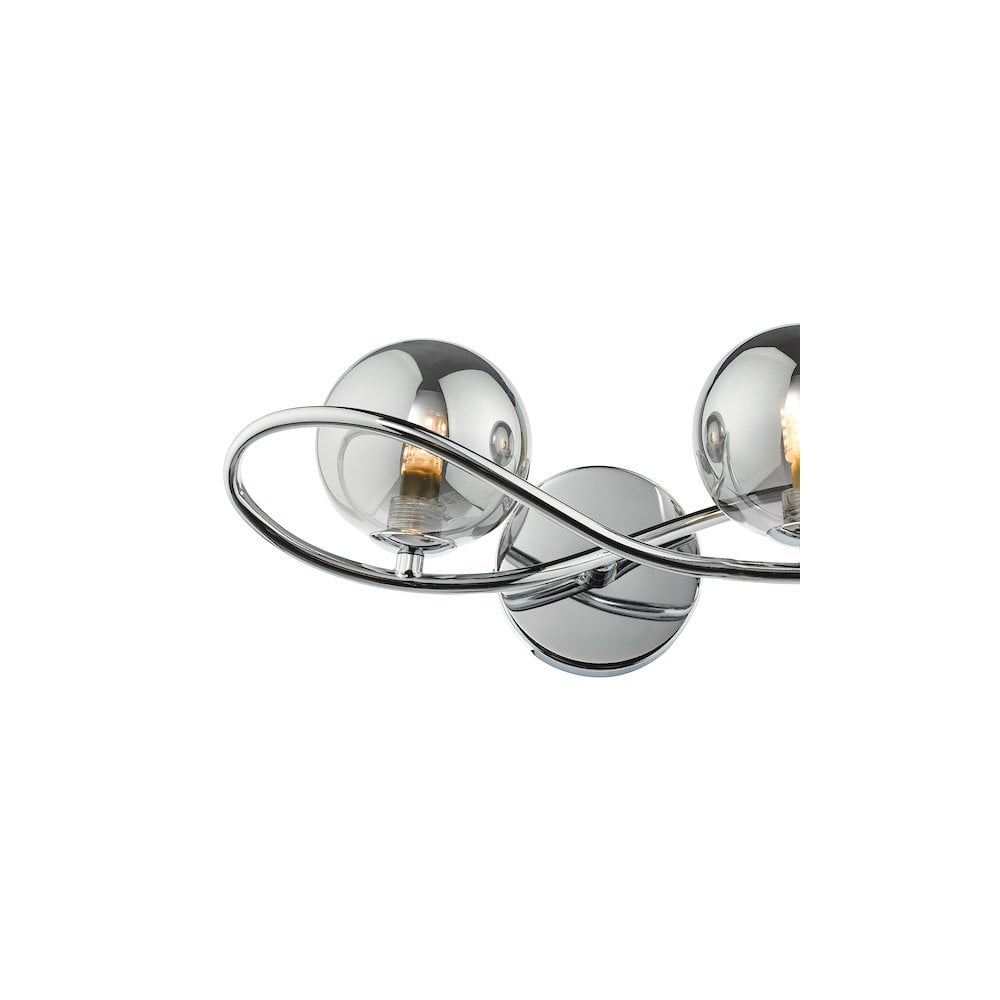 Dar LYS0950 | Lysandra 2-Light Wall Sconce | Polished Chrome & Smoked Glass