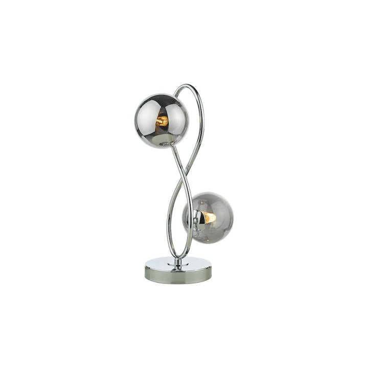 Dar LYS4250 | Lysandra 2-Light Table Lamp | Polished Chrome with Smoked Glass