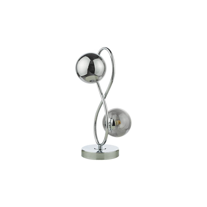 Dar LYS4250 | Lysandra 2-Light Table Lamp | Polished Chrome with Smoked Glass