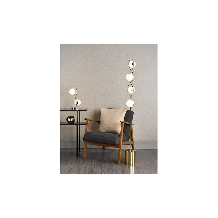 Dar LYS4935 | Lysandra 4-Light Floor Lamp | Polished Gold with Opal Glass