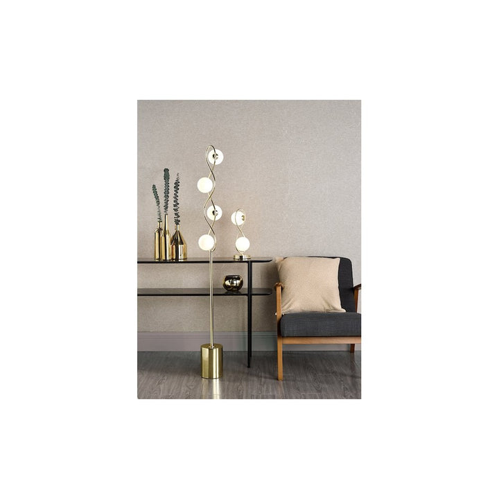 Dar LYS4935 | Lysandra 4-Light Floor Lamp | Polished Gold with Opal Glass