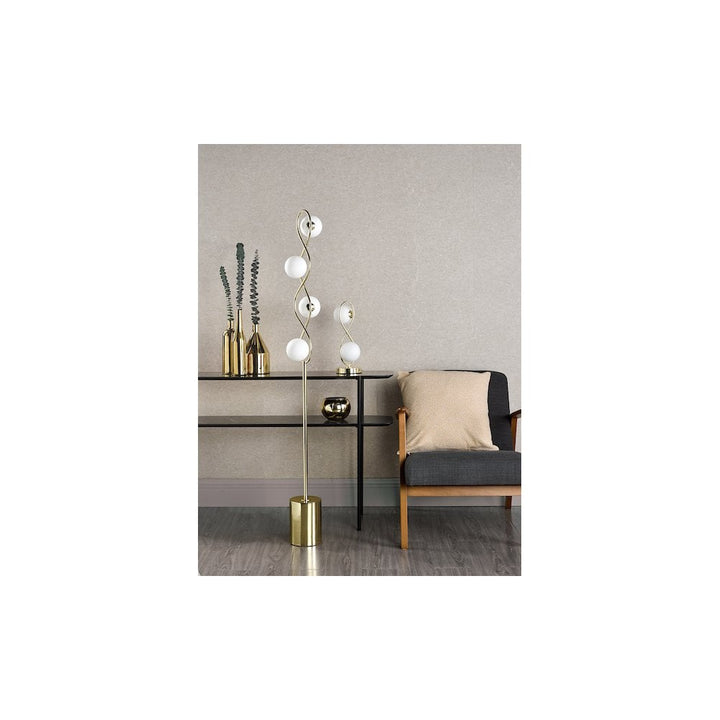 Dar LYS4935 | Lysandra 4-Light Floor Lamp | Polished Gold with Opal Glass