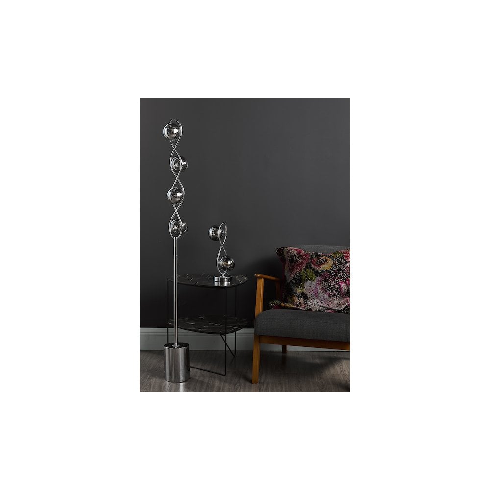 Dar LYS4950 | Lysandra 4-Light Floor Lamp | Polished Chrome with Smoked Glass