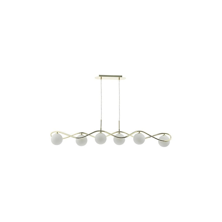 Dar LYS6235 | Lysandra 6-Light Bar Pendant | Polished Gold & Opal Glass