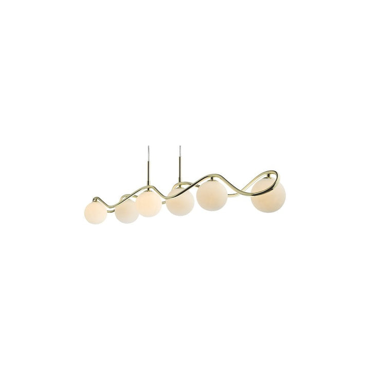 Dar LYS6235 | Lysandra 6-Light Bar Pendant | Polished Gold & Opal Glass