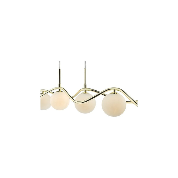 Dar LYS6235 | Lysandra 6-Light Bar Pendant | Polished Gold & Opal Glass