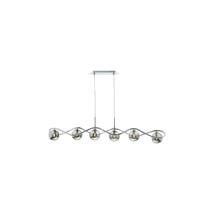 Dar LYS6250 | Lysandra 6-Light Bar Pendant | Polished Chrome & Smoked Glass