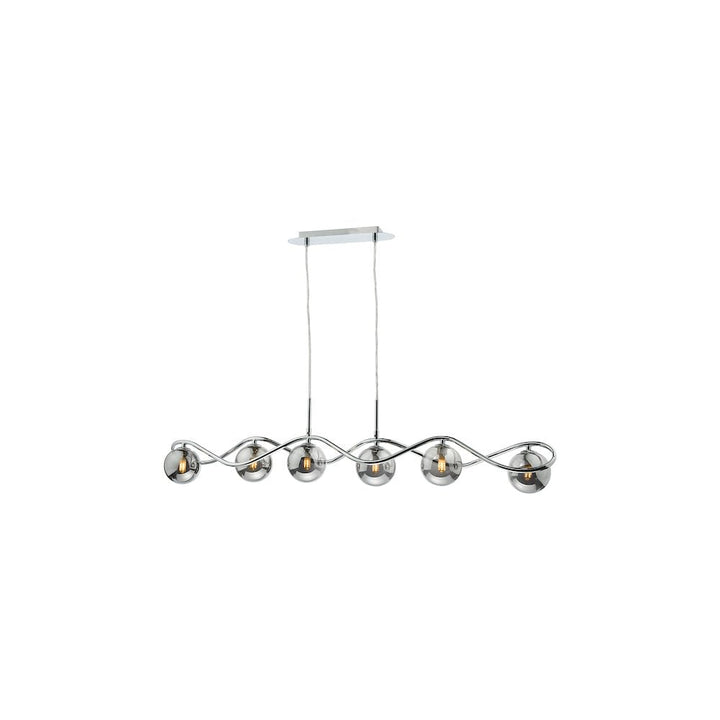 Dar LYS6250 | Lysandra 6-Light Bar Pendant | Polished Chrome & Smoked Glass