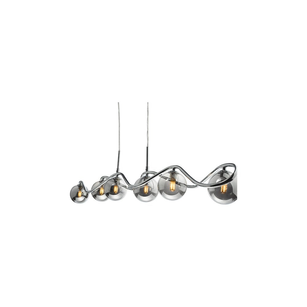 Dar LYS6250 | Lysandra 6-Light Bar Pendant | Polished Chrome & Smoked Glass