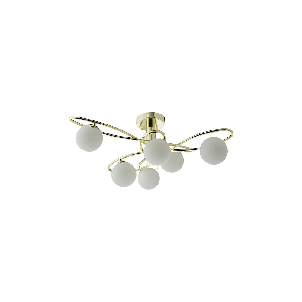 Dar LYS6435 | Lysandra 6-Light Semi-Flush | Polished Gold & Opal Glass