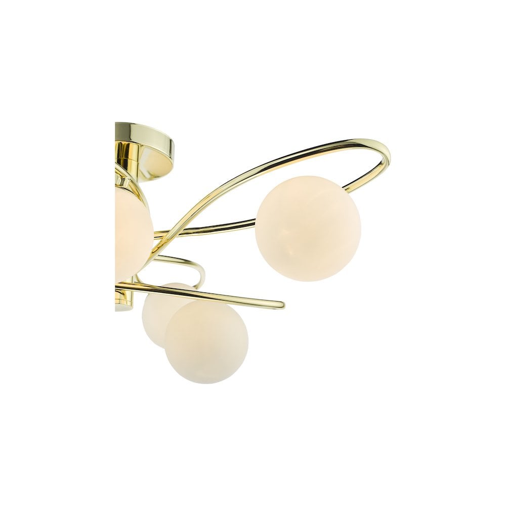 Dar LYS6435 | Lysandra 6-Light Semi-Flush | Polished Gold & Opal Glass