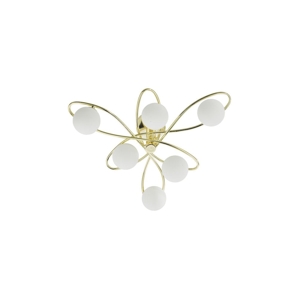 Dar LYS6435 | Lysandra 6-Light Semi-Flush | Polished Gold & Opal Glass