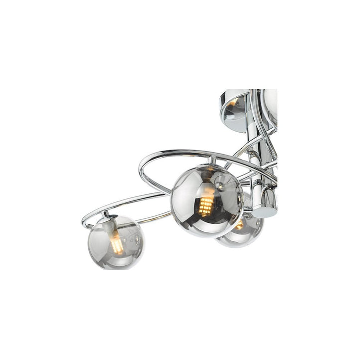 Dar LYS6450 | Lysandra 6-Light Semi-Flush | Polished Chrome & Smoked Glass