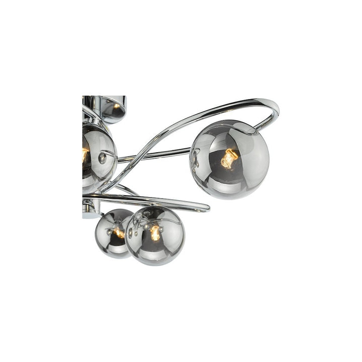 Dar LYS6450 | Lysandra 6-Light Semi-Flush | Polished Chrome & Smoked Glass