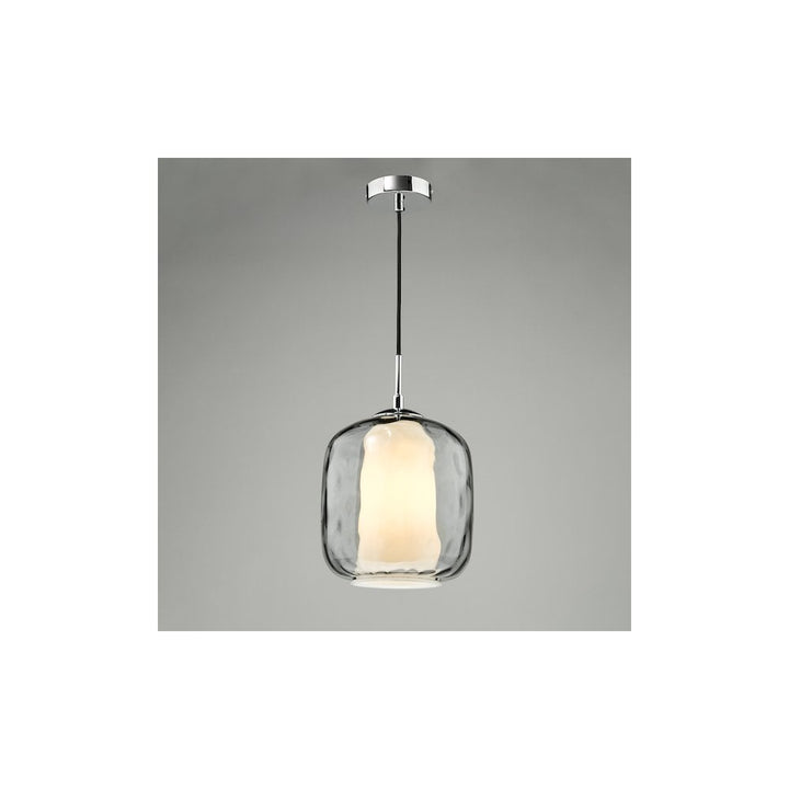 Dar MAJ0150 | Majella Pendant | Polished Chrome & Smoked Glass