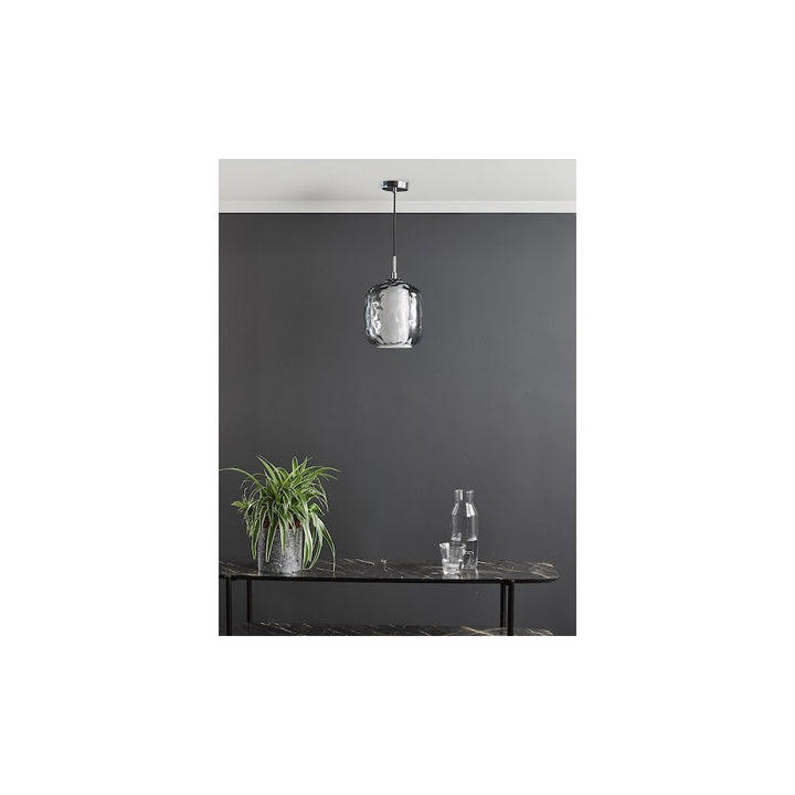 Dar MAJ0150 | Majella Pendant | Polished Chrome & Smoked Glass