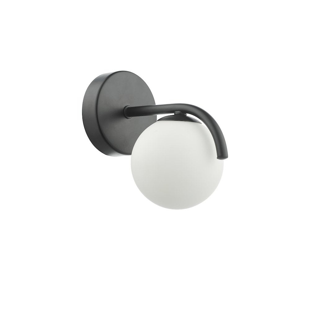 Dar ORL0722 | Orlena Wall Light | Matt Black & Opal Glass