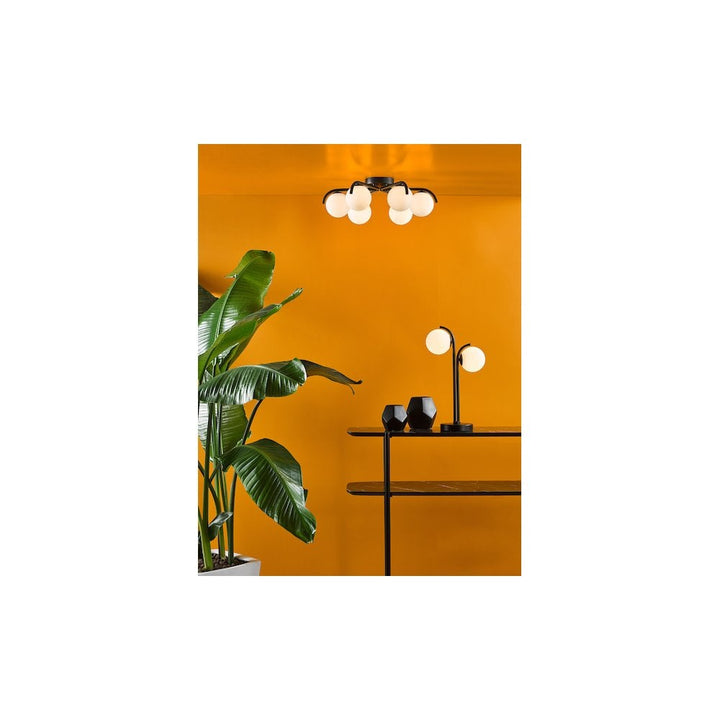 Dar ORL4222 | Orlena 2 Light Table Lamp | Matt Black & Opal Glass