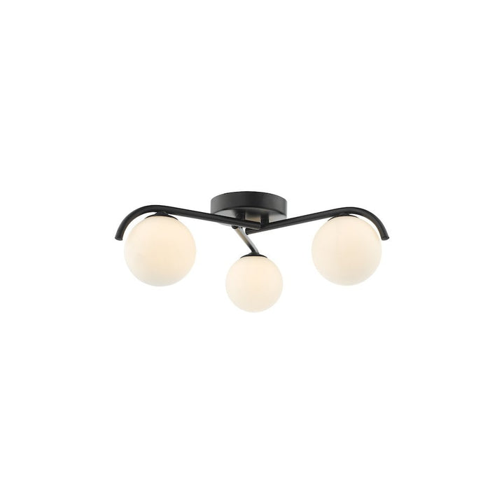 Dar ORL5322 | Orlena 3 Light Semi-Flush | Matt Black & Opal Glass