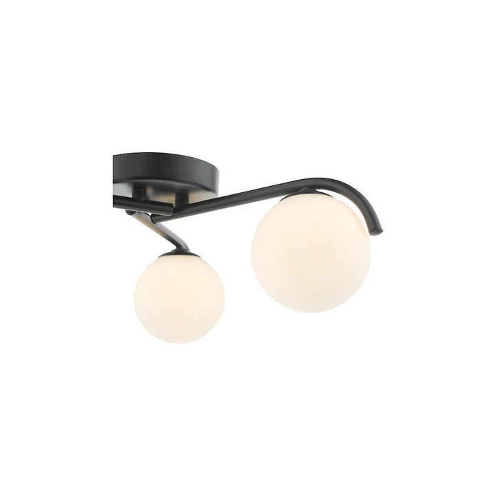 Dar ORL5322 | Orlena 3 Light Semi-Flush | Matt Black & Opal Glass