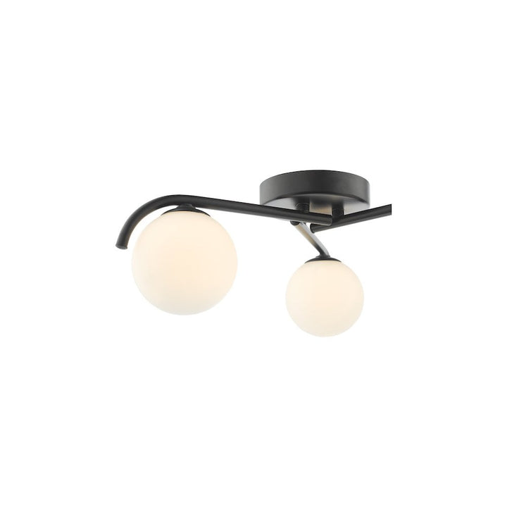 Dar ORL5322 | Orlena 3 Light Semi-Flush | Matt Black & Opal Glass