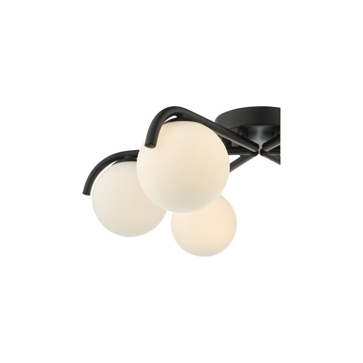 Dar ORL6422 | Orlena 6 Light Semi-Flush | Matt Black & Opal Glass