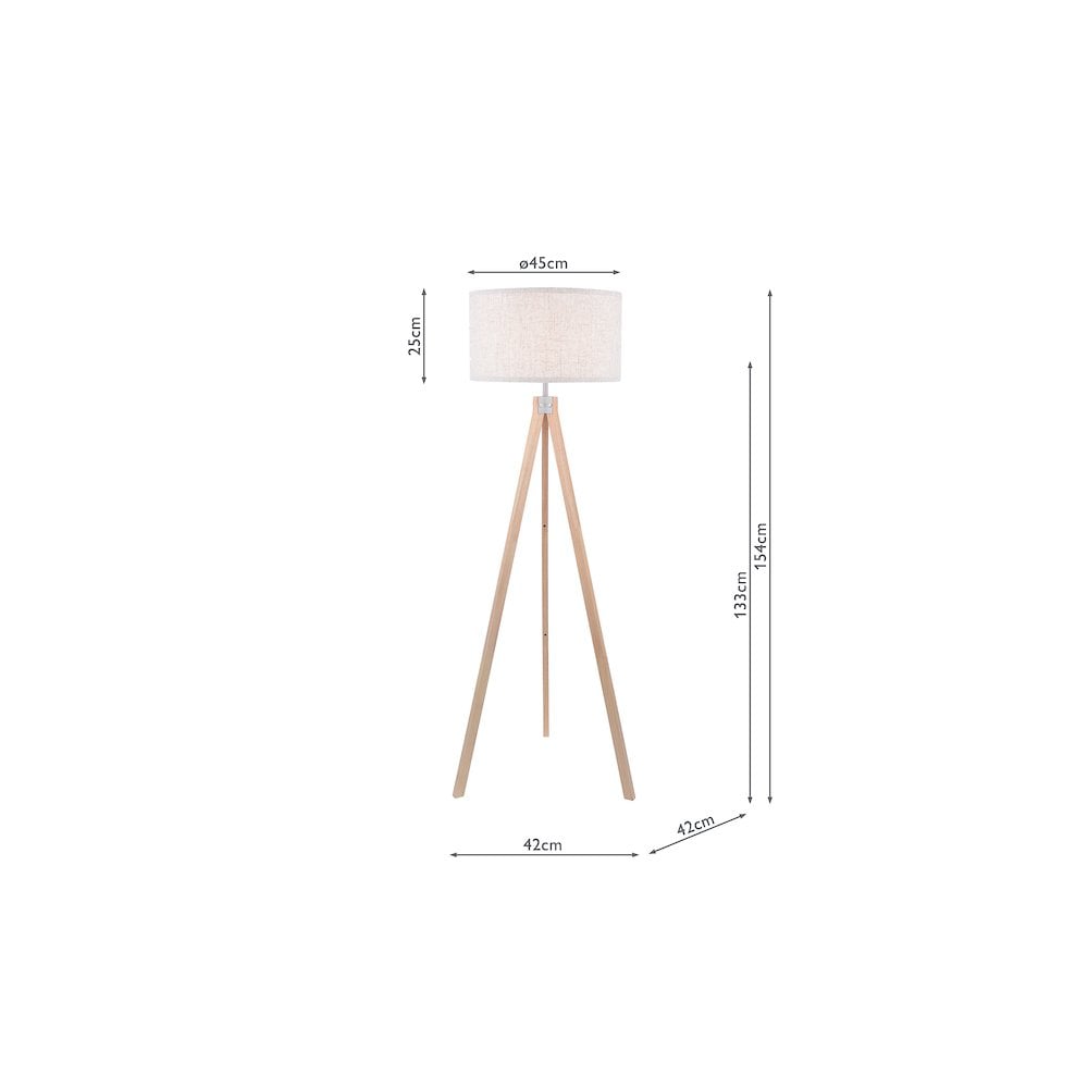 Dar Lightning ARM4943 | Armitage Tripod Floor Lamp | Light Wood With Shade