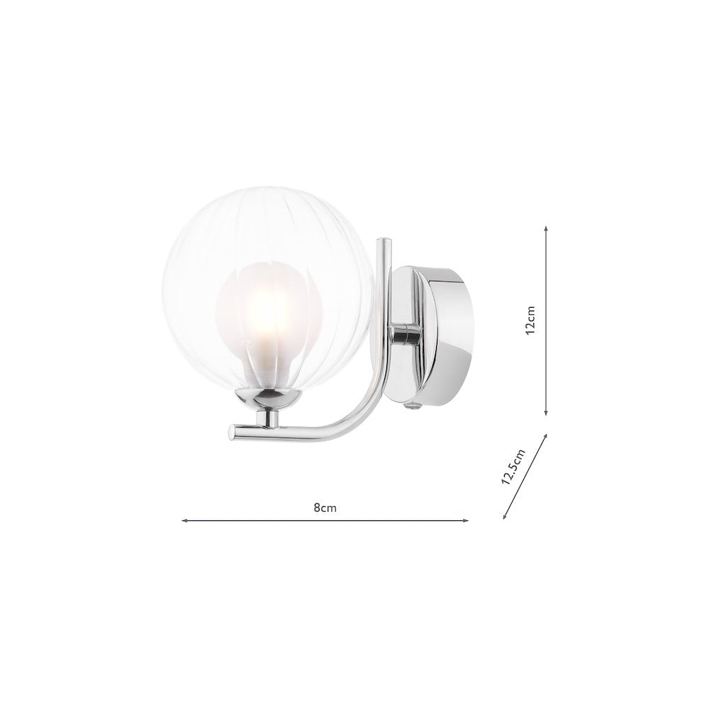 Dar CRA0750-20 | Cradle Wall Light | Chrome & Ribbed Glass