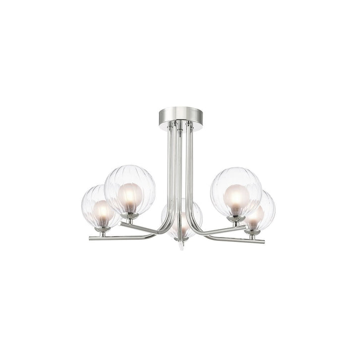 Dar CRA5450-20 | Cradle Semi-Flush Light | Chrome & Ribbed Glass