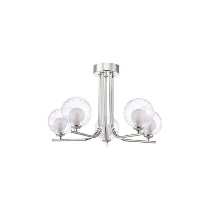 Dar CRA5450-20 | Cradle Semi-Flush Light | Chrome & Ribbed Glass