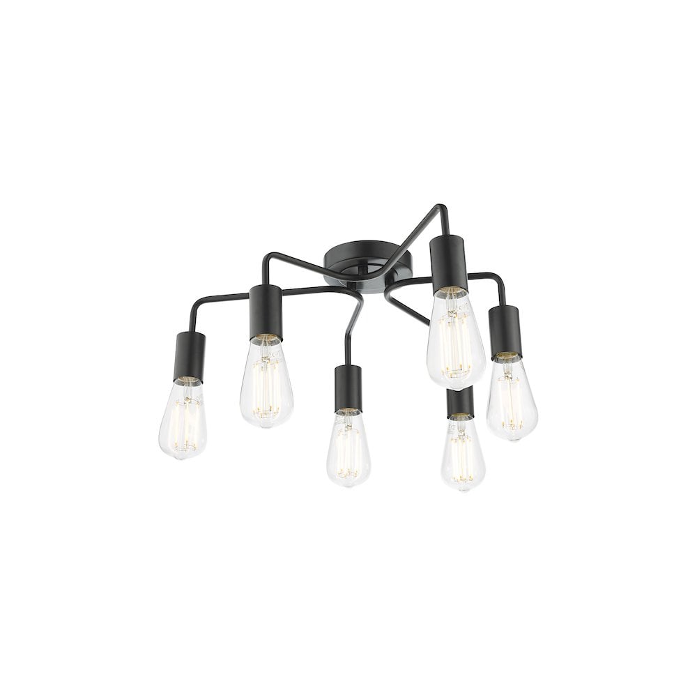 Dar Lighting DEN0622 | Dena 6-Light Flush Ceiling Light | Matt Black