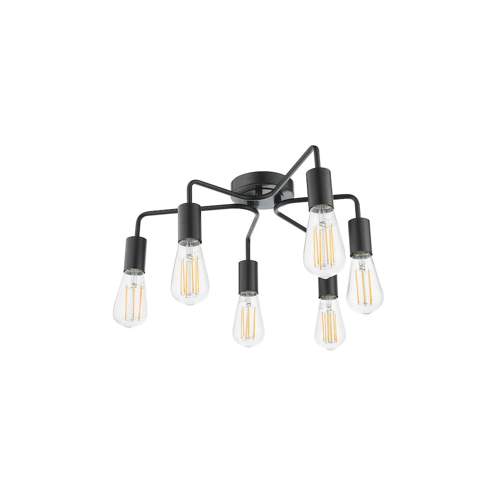 Dar Lighting DEN0622 | Dena 6-Light Flush Ceiling Light | Matt Black