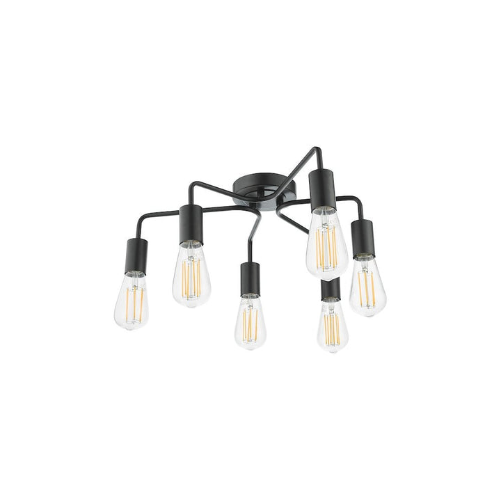 Dar Lighting DEN0622 | Dena 6-Light Flush Ceiling Light | Matt Black