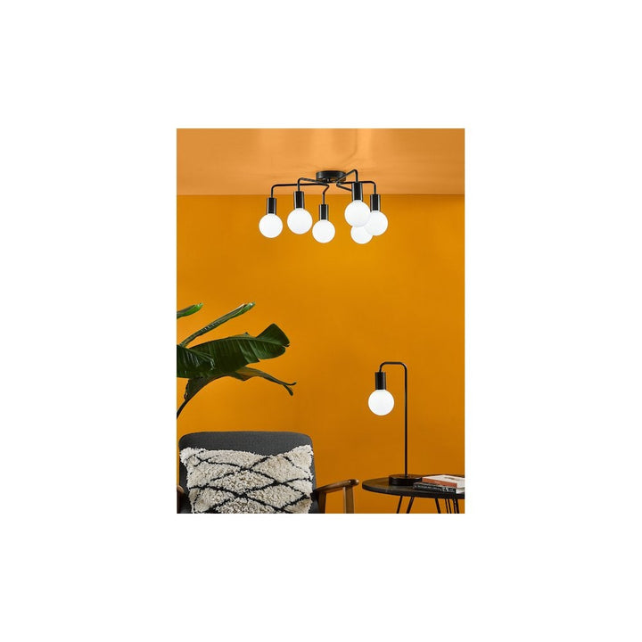 Dar Lighting DEN0622 | Dena 6-Light Flush Ceiling Light | Matt Black