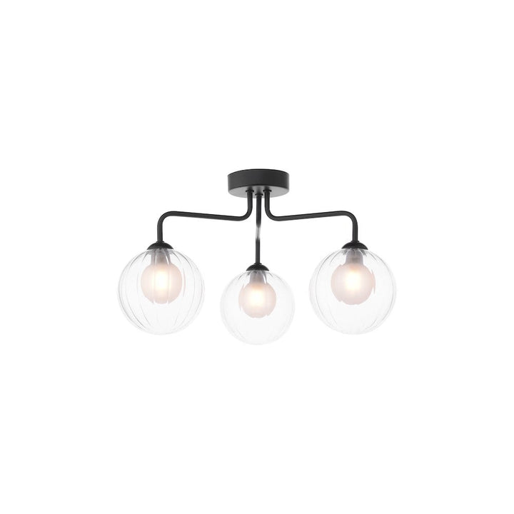 Dar FEY0322-20 | Feya | 3-Light Semi-Flush | Matt Black | Clear/Opal Glass