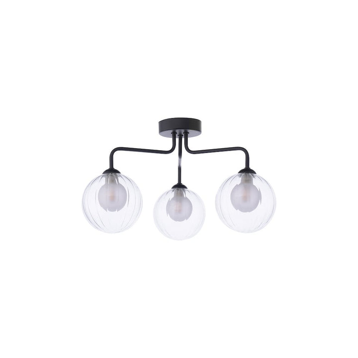 Dar FEY0322-20 | Feya | 3-Light Semi-Flush | Matt Black | Clear/Opal Glass