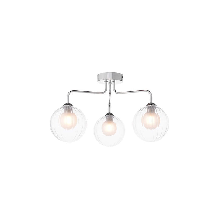 Dar FEY0350-20 | Feya | 3-Light Semi-Flush | Polished Chrome | Clear/Opal Glass