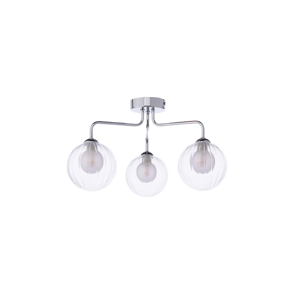 Dar FEY0350-20 | Feya | 3-Light Semi-Flush | Polished Chrome | Clear/Opal Glass