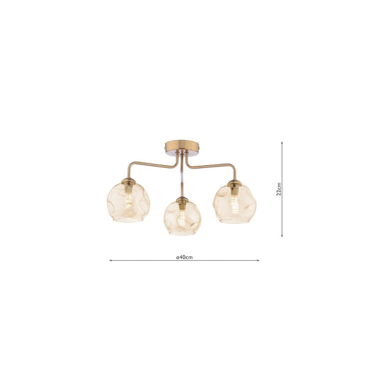 Dar FEY0363-16 | Feya | 3-Light Semi-Flush | Antique Bronze | Champagne Dimpled Glass