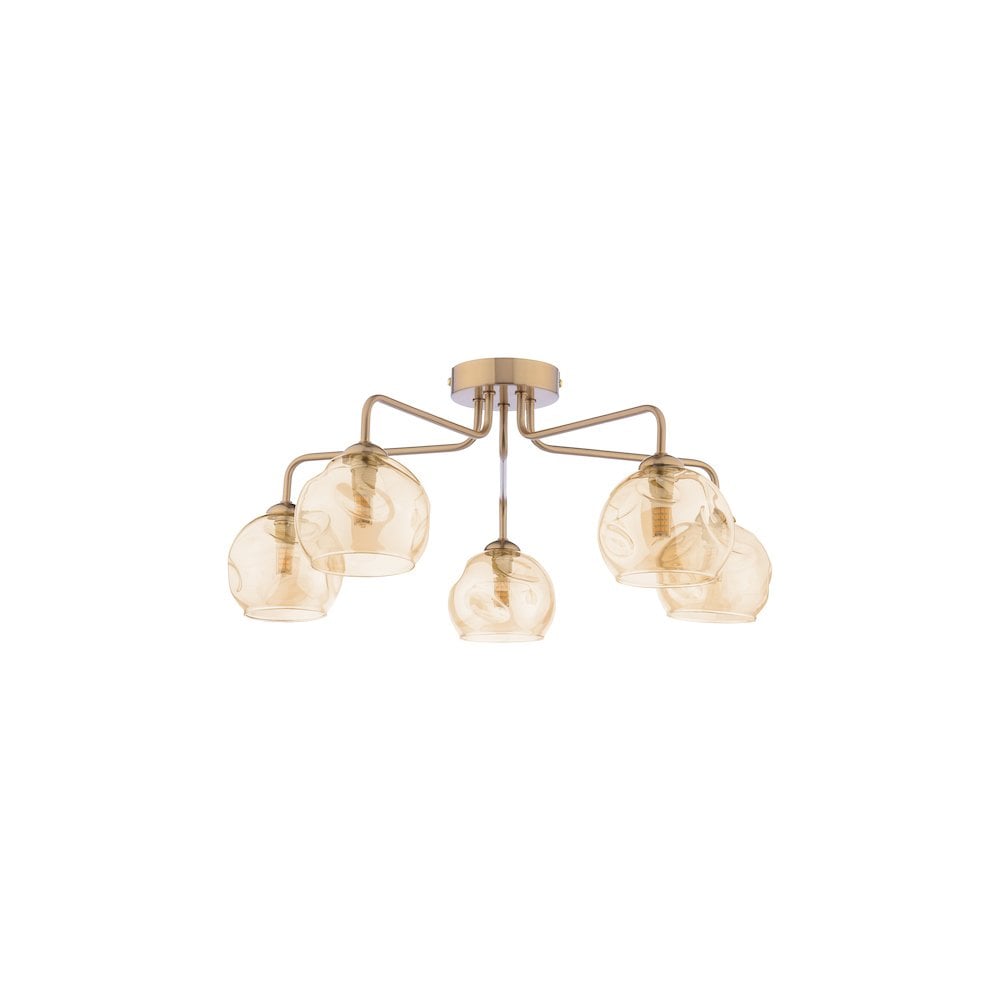 Dar FEY0563-16 | Feya 5-Light Semi-Flush | Antique Bronze & Champagne Glass