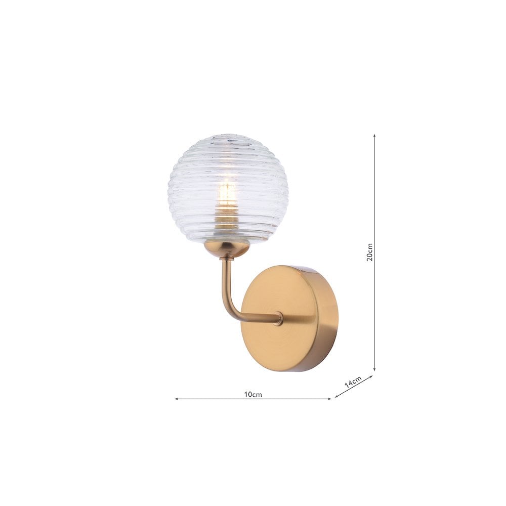 Dar FEY0763-08 | Feya | Wall Light | Antique Bronze & Ribbed Glass