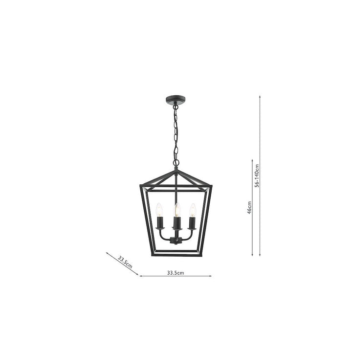 Dar FIO0422 | Fionn | 4 Light Pendant | Matt Black