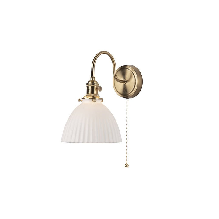 Dar HAD0740-09 | Hadano Wall Light | Natural Brass & Ceramic Shade