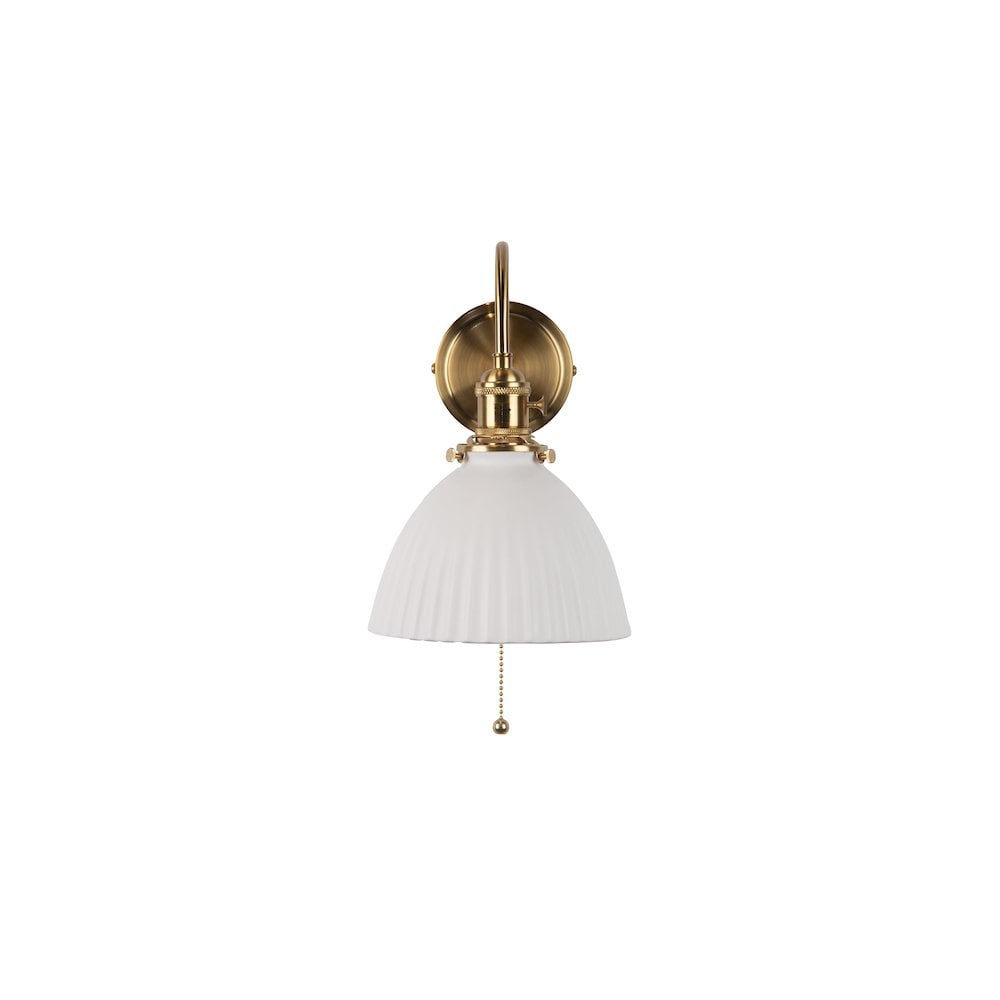 Dar HAD0740-09 | Hadano Wall Light | Natural Brass & Ceramic Shade