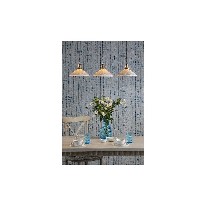 Dar HAD3640-10 | Hadano 3 Light Bar Pendant | Natural Brass & Ceramic Shallow Shades