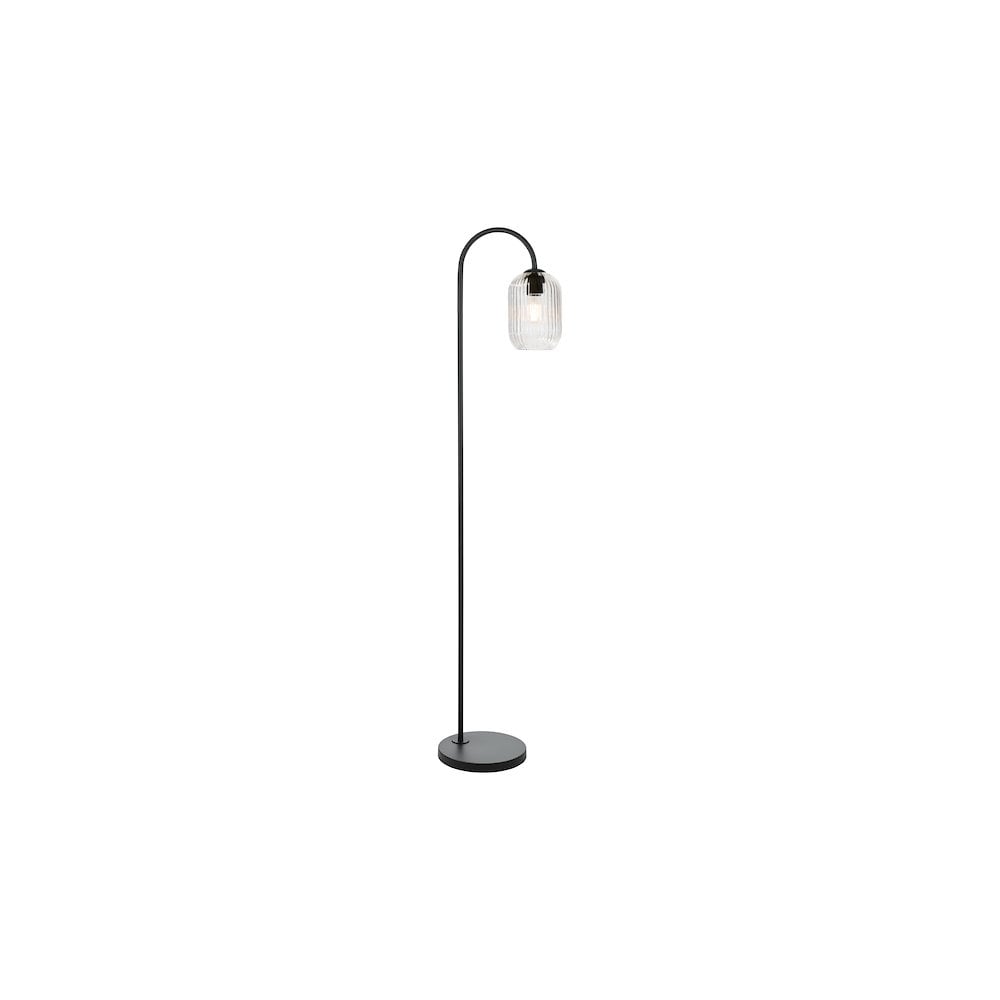 Dar IDR4922-SAW6508 | Idra Floor Lamp | Matt Black with Ribbed Glass