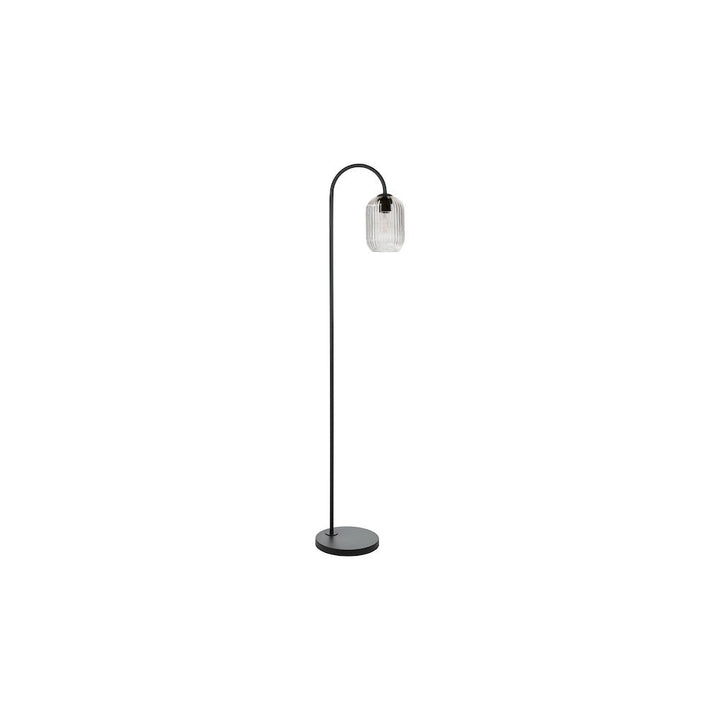 Dar IDR4922-SAW6508 | Idra Floor Lamp | Matt Black with Ribbed Glass